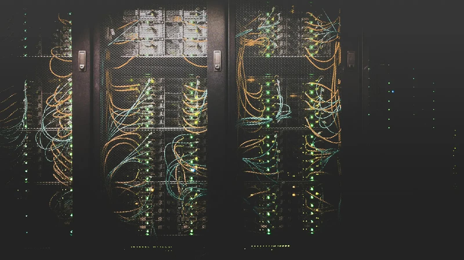 Server rack with neatly organised network cabling