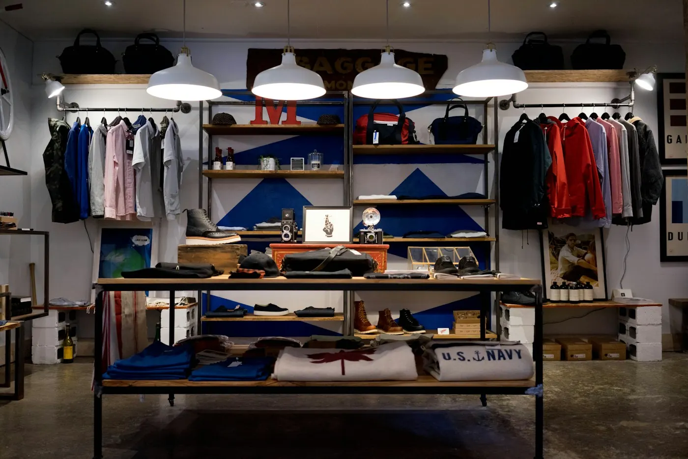 Interior of a small clothing and lifestyle store